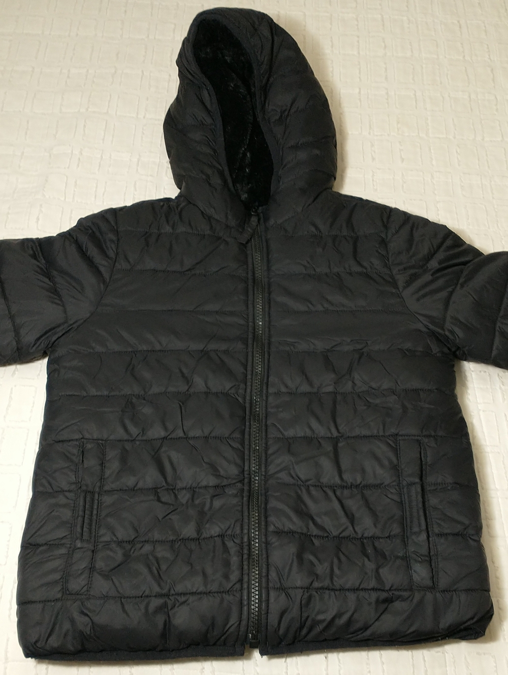 Lands End Kids Reversible Insulated Jacket, Size 8, Black, Winter Snow Outdoors